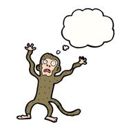 cartoon frightened monkey with thought bubble N8