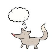 cartoon little wolf with thought bubble N18