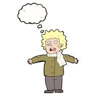 cartoon surprised man with thought bubble N120