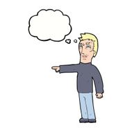 cartoon angry man pointing with thought bubble N9