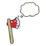 cartoon axe with thought bubble N5