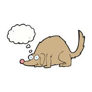 cartoon happy dog with thought bubble N75