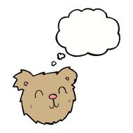 cartoon happy teddy bear face with thought bubble
