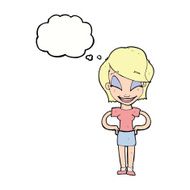 cartoon woman with hands on hips thought bubble N193