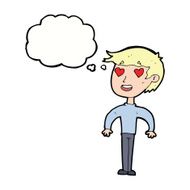 cartoon man in love with thought bubble N9