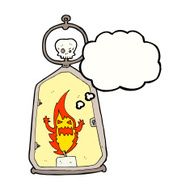 cartoon spooky lantern with thought bubble N8