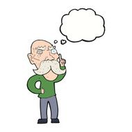 cartoon annoyed old man with thought bubble N60