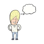 cartoon happy man with thought bubble N404