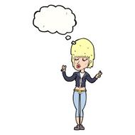 cartoon cool girl with thought bubble N25