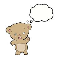 cartoon waving teddy bear with thought bubble N14