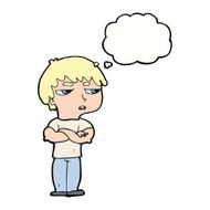 cartoon annoyed boy with thought bubble N36