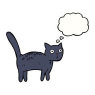 cartoon frightened cat with thought bubble N23