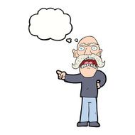 cartoon angry old man with thought bubble N124