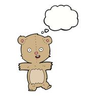 cartoon dancing teddy bear with thought bubble