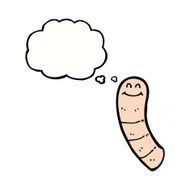 cartoon worm with thought bubble N7