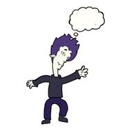 cartoon halloween vampire with thought bubble N16