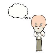 cartoon worried old man with thought bubble N17