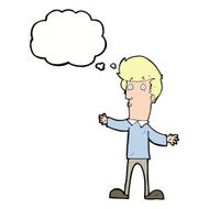 cartoon startled man with thought bubble N44