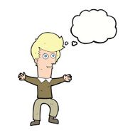 cartoon startled man with thought bubble N45