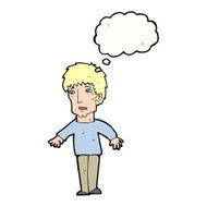 cartoon surprised man with thought bubble N121