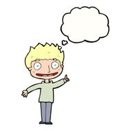 cartoon happy boy with thought bubble N206