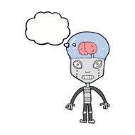 cartoonw weird robot with thought bubble