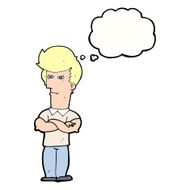 cartoon man with folded arms thought bubble N26