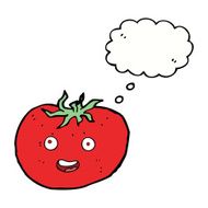 cartoon tomato with thought bubble N38
