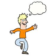 cartoon happy man with thought bubble N405