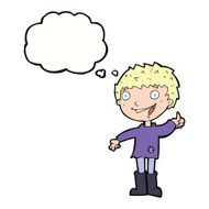 cartoon excited boy with thought bubble N131