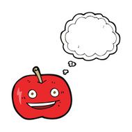 cartoon shiny apple with thought bubble N4