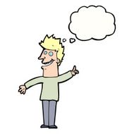 cartoon happy man with thought bubble N406