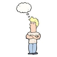 cartoon man with folded arms thought bubble N27