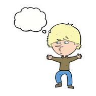 cartoon suspicious man with thought bubble N35