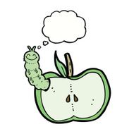 cartoon apple with bug thought bubble N24