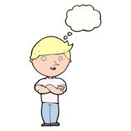 cartoon happy man with thought bubble N407