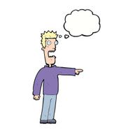 cartoon terrified man with thought bubble N201