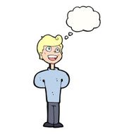 cartoon happy man with thought bubble N408