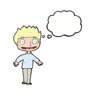 cartoon excited boy with thought bubble N132