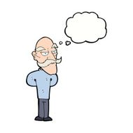 cartoon old man with mustache thought bubble N27