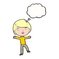 cartoon happy boy with thought bubble N207