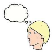 cartoon surprised face with thought bubble N17