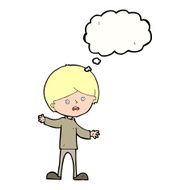 cartoon unhappy boy with thought bubble N52