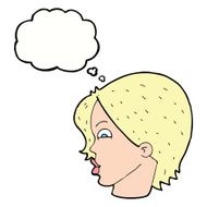 cartoon female face with thought bubble N131