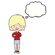 cartoon happy woman with thought bubble N225