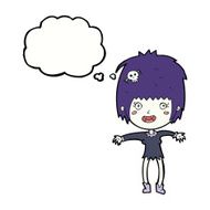cartoon vampire girl with thought bubble N194