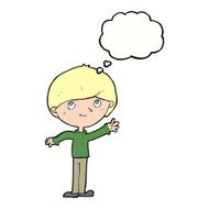 cartoon happy boy with thought bubble N209