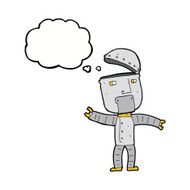 cartoon funny robot with thought bubble N67