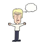 cartoon angry man with thought bubble N79