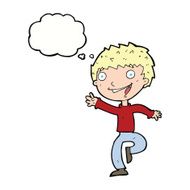 cartoon excited boy with thought bubble N134
